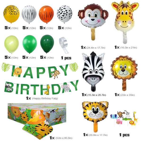 kids Jungle zoo Animal Birthday Party Decoration Set Balloons