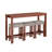 59" 4-Piece Bar Table Set with Power Outlet, 3 Upholstered Stools, Solid Wood Legs, Industrial Dining Table for Kitchen and Living Room-1271456281