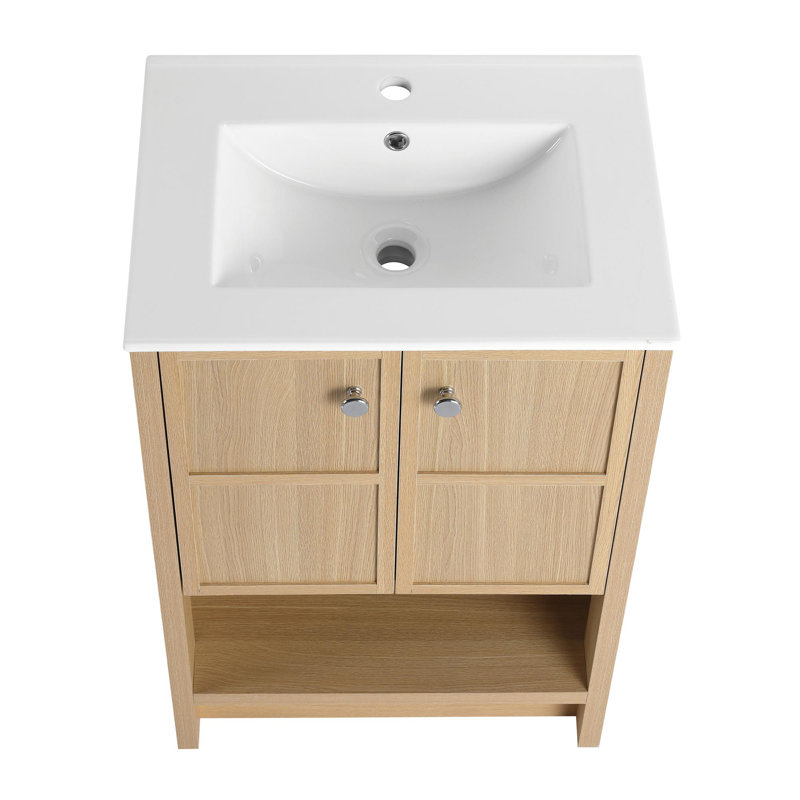 Meuble-lavabo autoportant avec lavabo en céramique, 24"