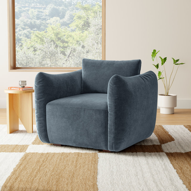 Lisette Upholstered Armchair, Blue Performance Chenille