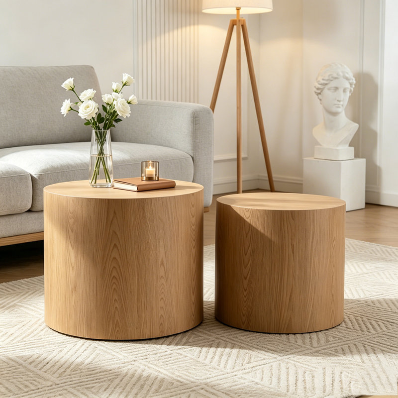 Nesting Coffee Table Set, Natural Wood