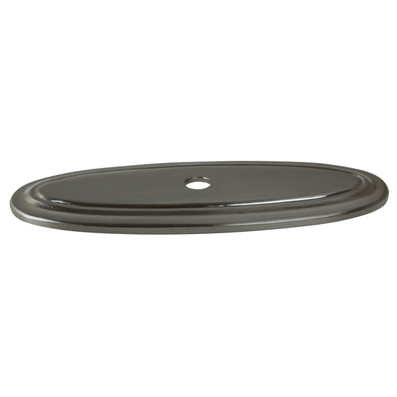 Thin Oblong Ring Cabinet Knob Backplate, Satin Nickel