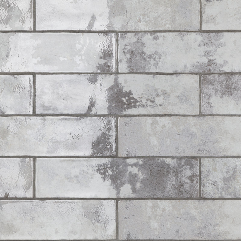 Biarritz 3" x 11.88" Straight Edge Ceramic Brick Look Subway Wall Tile, Gray