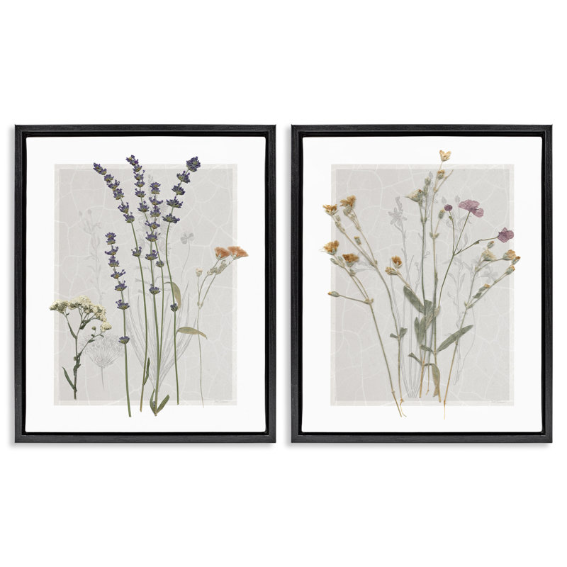 Delicate Wildflower, Cadre flottant noir de jais, H 21 po x l 17 po