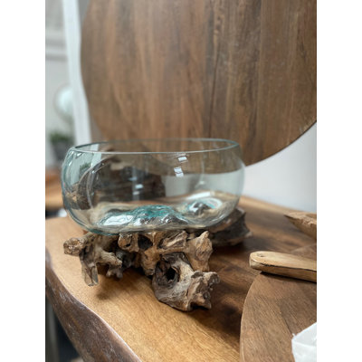 Recycled Glass Decorative Bowl in Brown