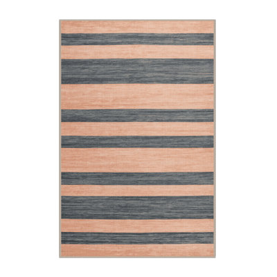 Tapis beige à rayures horizontales lavable à la machine