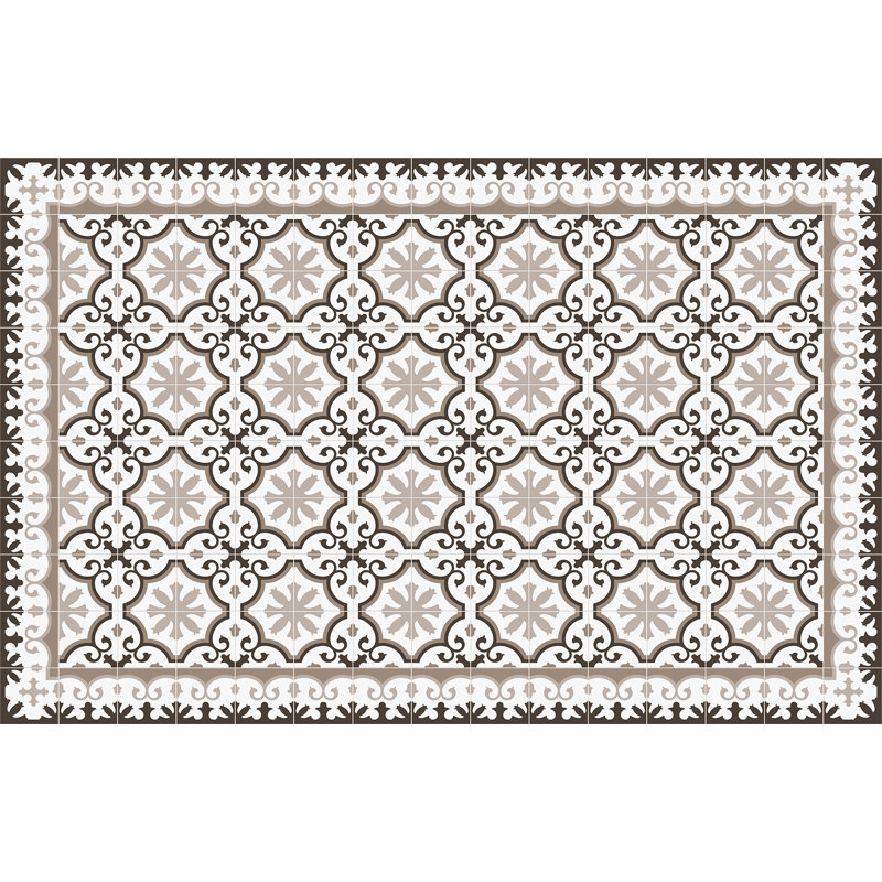Eliezar Vinyl Machine Printed Area Rug, Rectangle 5'10.9" x 9'2.2"