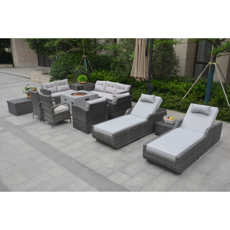 11 - Person Patio Conversation Set with Cushions
