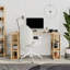 Simone Modern Desk with Built-in Bookcase – Stylish Workspace Desk with 6 Open Shelves-94592014-94592013