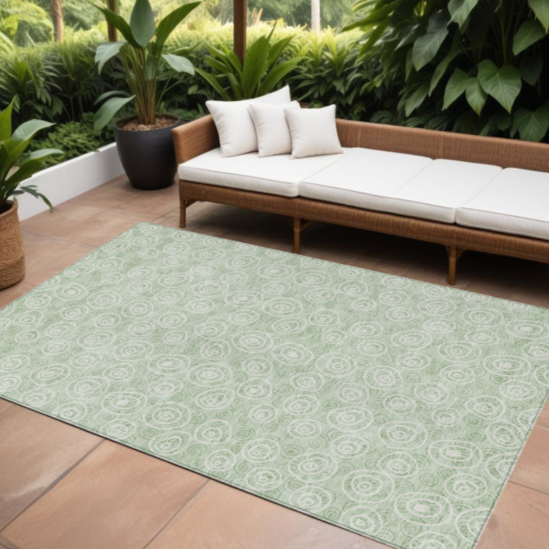 Tapis intérieur / extérieur 8 pi x 10 pi vert menthe artichaut et ivoire