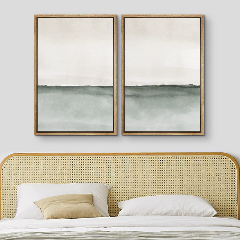 Ensemble de 2 reproductions encadrées sur toile, H 24 po x l 32 po x P 1,5 po, Naturel