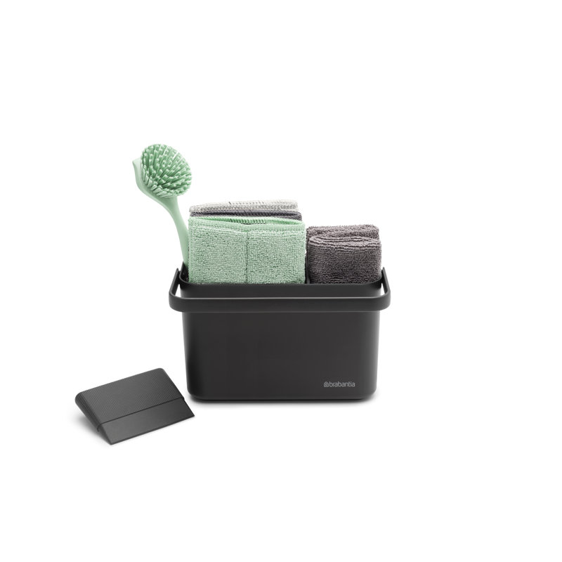 Brabantia Sinkside Cleaning Set, Cleaning Caddy, Dish Brush, Squeegee, 3brabantia  Microfibre Cleaning Pads And 2 Microfibre Cleaning Cloths