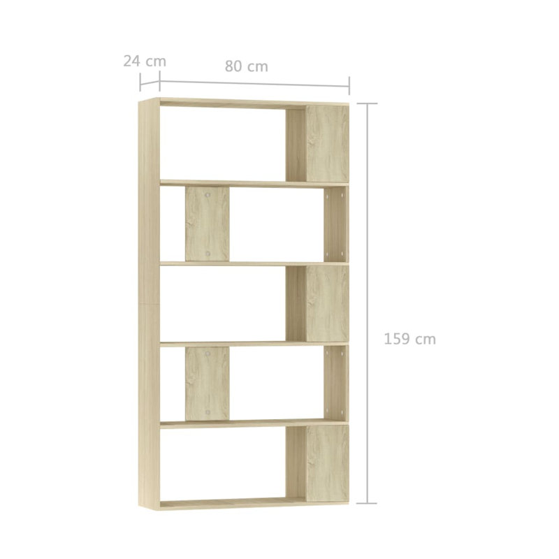 Aleccia 159cm H Bookcase, 159cm H x 80cm W x 24cm D, Brown
