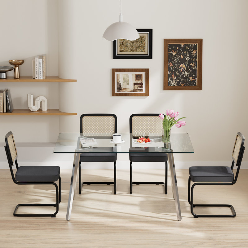 Ensemble de salle à manger rectangulaire, 5, Black