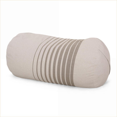 Living Room and Bedroom Seating | 2 Seater Luxury Cylindrical Bean Bag Chair, 6.5 Foot Fabric Upholstered Soft Beige Striped Design