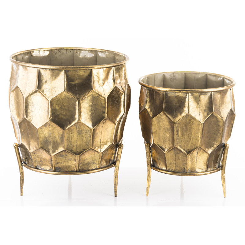 Ballajura Metal Pot Planter, Golden