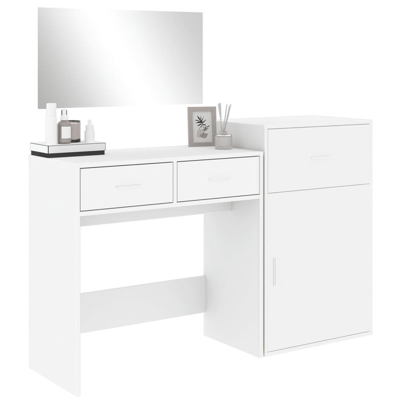 Dressing Table with Mirror, White