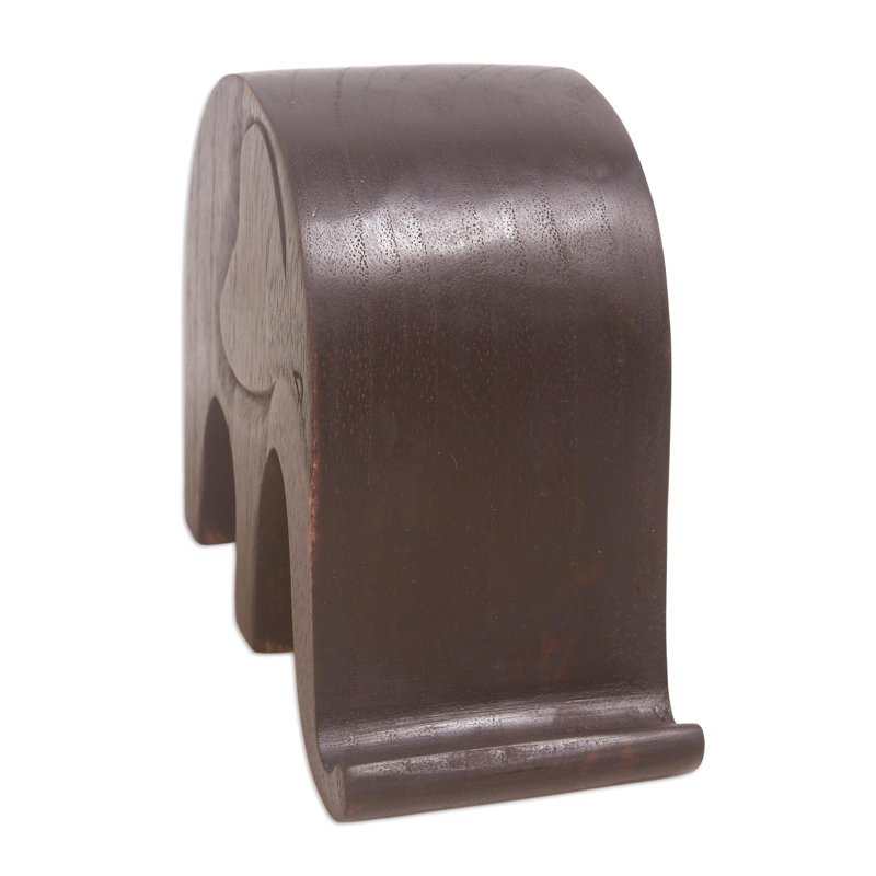 Latitude Run® Handmade An Elephant Never Forgets Wood Phone Holder