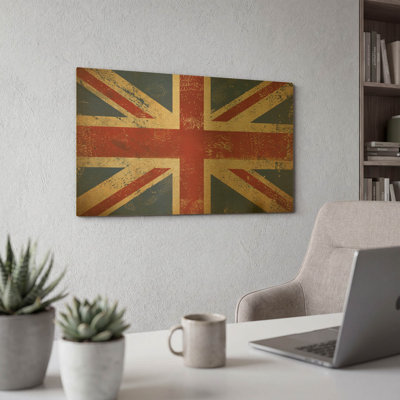 «Union Jack» par Ryan Fowler, art mural en métal doré, 24 po x 12 po