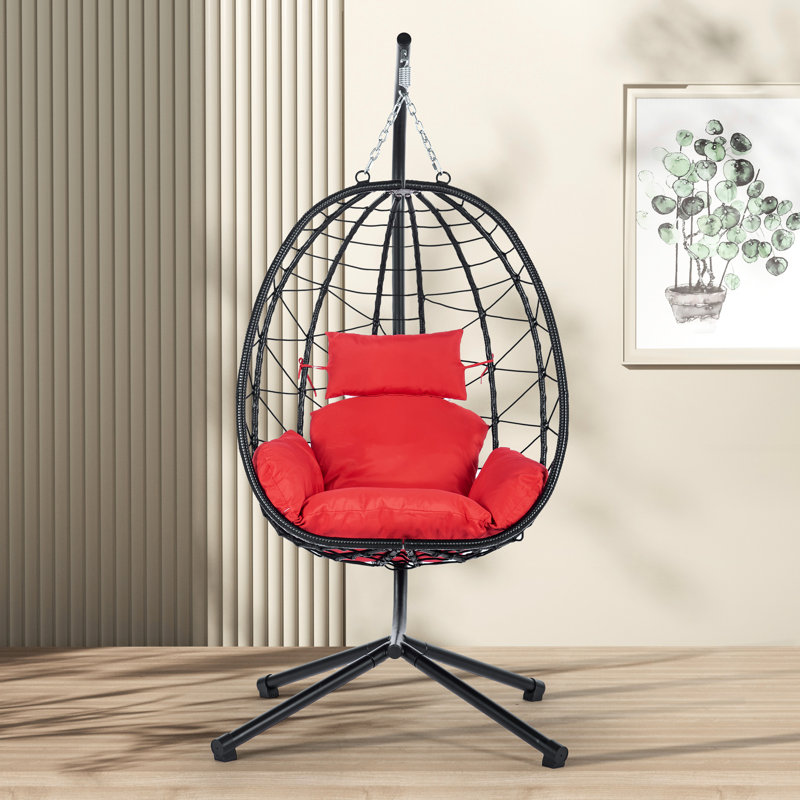 Modern Design Patio Chair With Stand - 100% Hand Woven Modern, Soft, Waterproof For Bedroom, Living Room, Balcony Outdoors Handcrafted Hanging