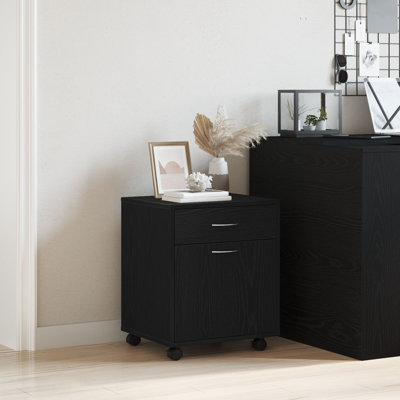 vidaXL Rolling Cabinet Freestanding Storage Cabinet Living Room Engineered Wood