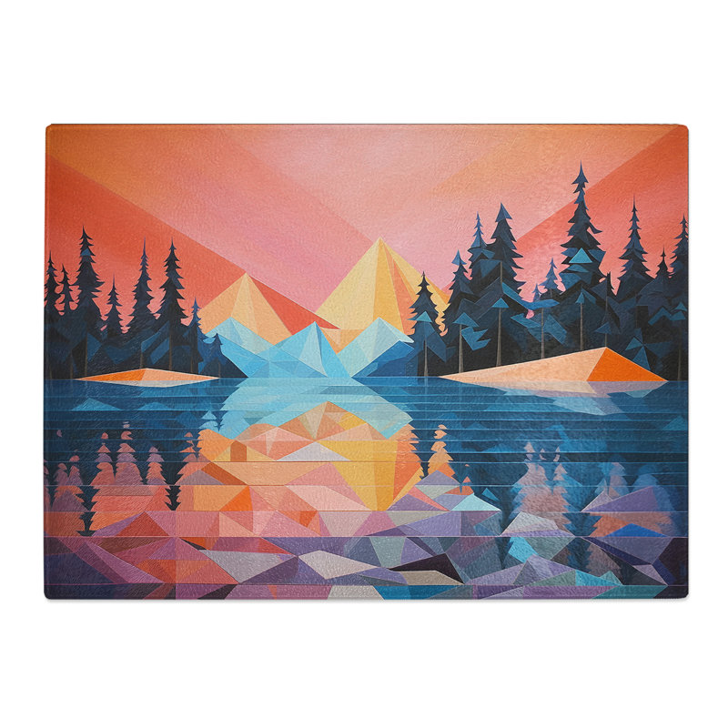 Lake Geometric No.2  Glass Chopping Board
