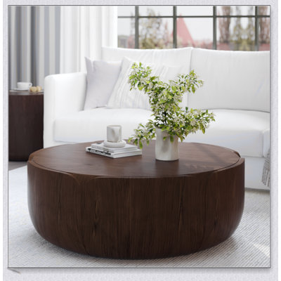 Table basse d'intérieur ronde extérieure de 35,63 pouces, conception imperméable durable MGO, aucun assemblage requis pour le patio et le salon
