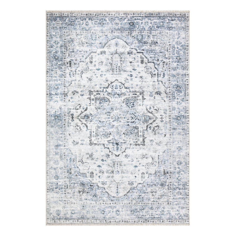 Washable Non-Slip Traditional Rug for Entryway, Hallway, Bathroom, and Kitchen, Rectangle 6' x 9'