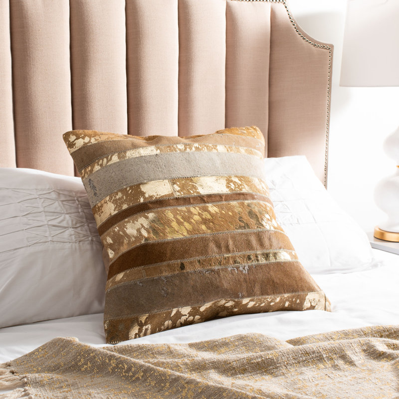 Housse de coussin en coton et insert, Or, 18 po x 18 po