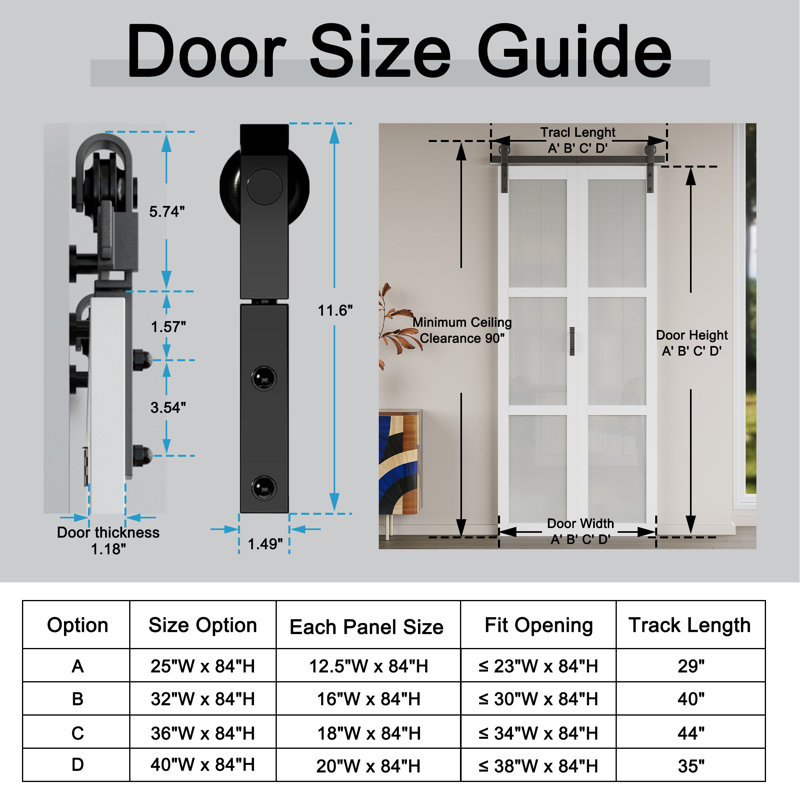 3 Lite White Frosted Glass Bi-fold Sliding Barn Door with Hardware Kit and Handle(pantry,closet), 36" x 84"
