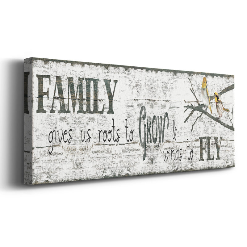 «Family Gives Us On Canvas», art textuel, H 20 po x l 50 po x P 1,5 po