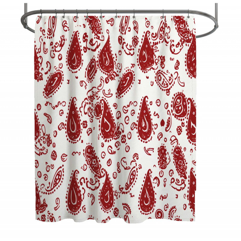Rideau de douche à motif cachemire - Décoration de salle de bain abstraite, H 93 po x l 70 po