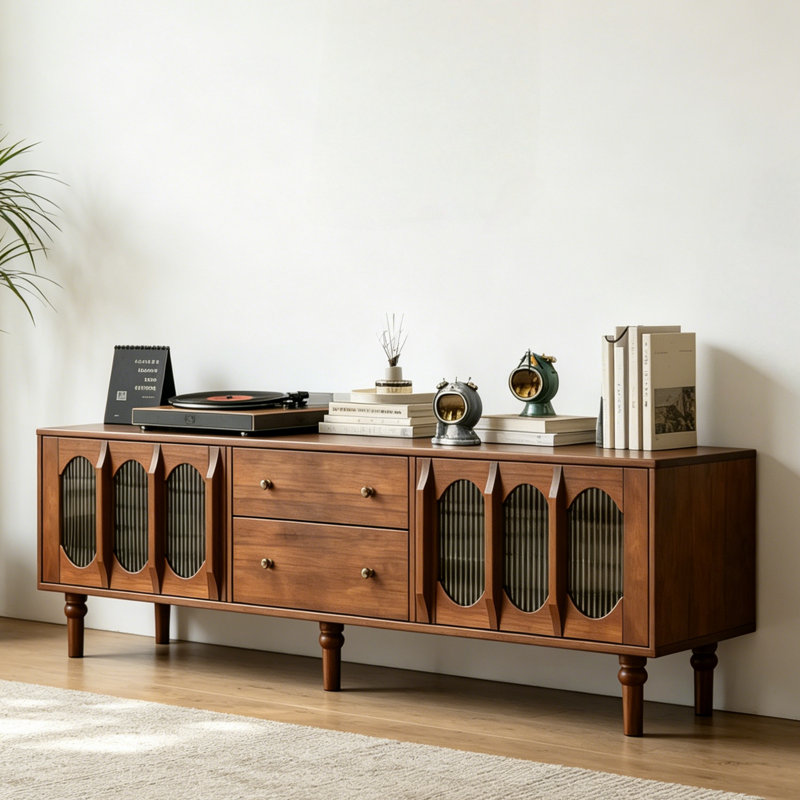 Meuble télé rétro et simple, H 19,69 po x L 78,74 po x l 15,75 po