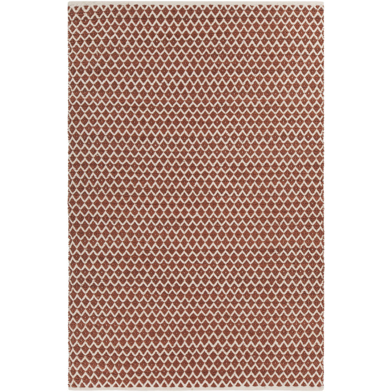 Costa Cotton Geometric Area Rug in Rust/White, 5' x 7'6"