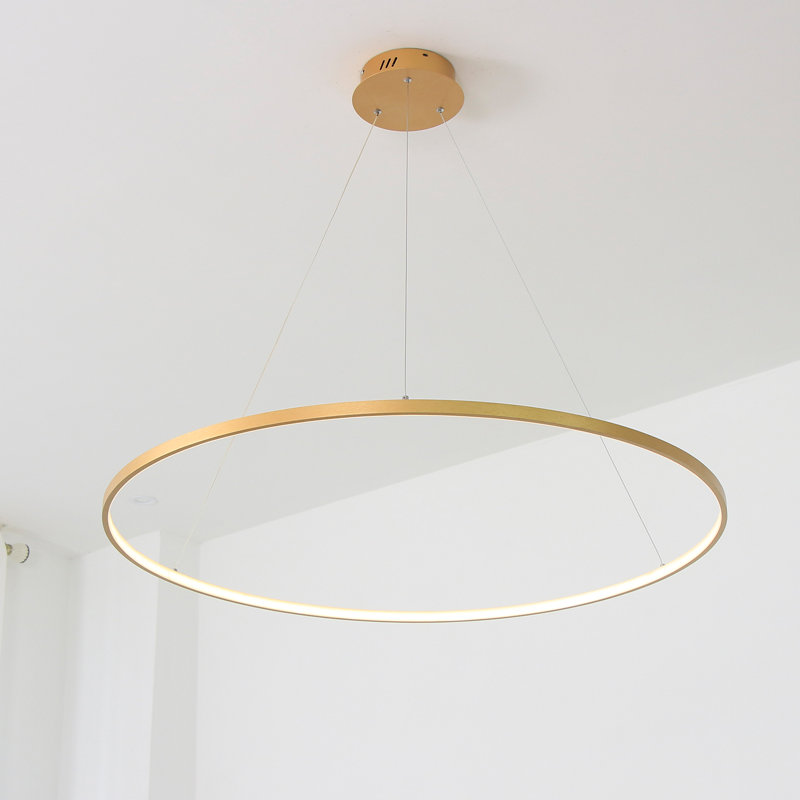 Luminaire suspendu rond à 1 lumière pour îlot de cuisine Stockham, Or, H 0,8 po x l 39,4 po x P 39,4 po