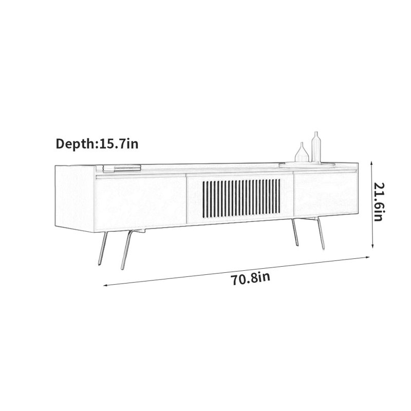 Simple Creative Rectangular TV Cabinet Unfinished TV Stand for TVs up to 75", Gray
