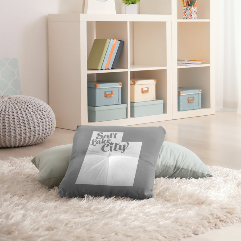 Coussin de plancher touffeté, 26 po x 26 po, Gris, Salt Lake City