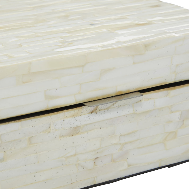 Stained White Handmade Wood Lidded Decorative Box Set