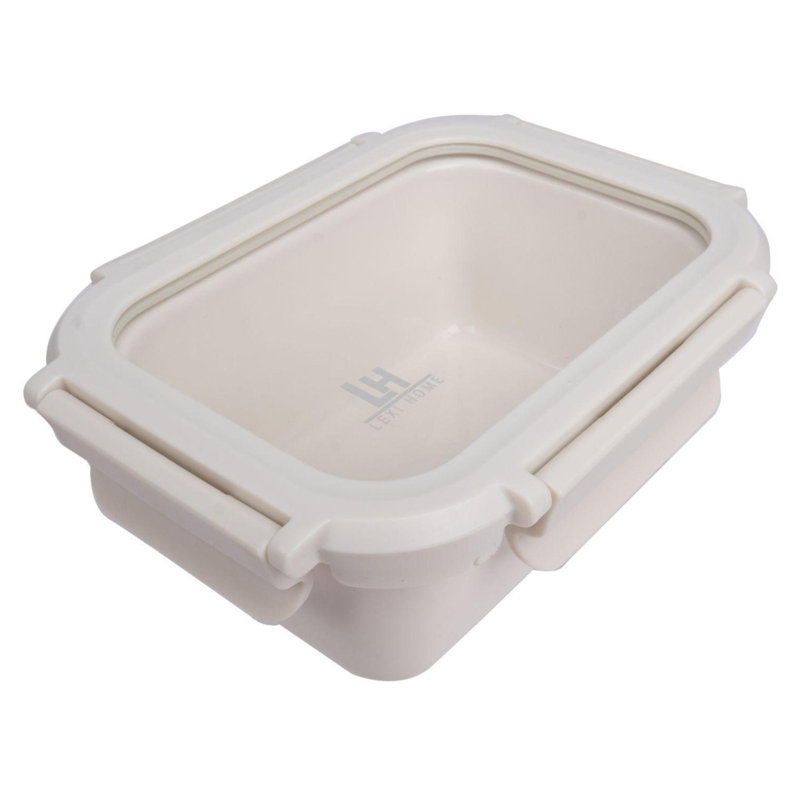 33,5 oz. Contenant alimentaire en céramique Brixton avec couvercle en verre, Crème