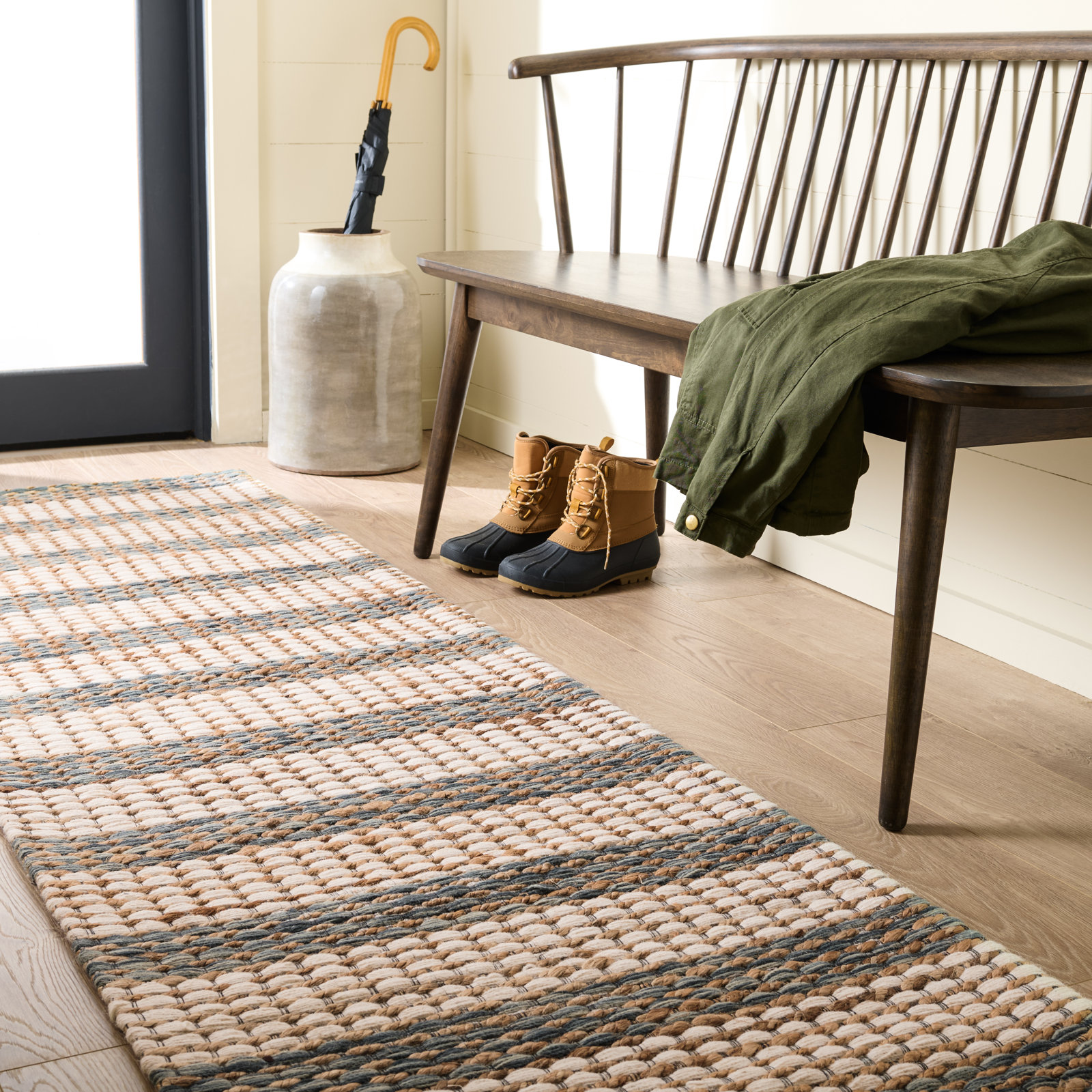 Hand-Tufted Striped Jute Wool Rug, 2'-3" X 8'-0" Runner