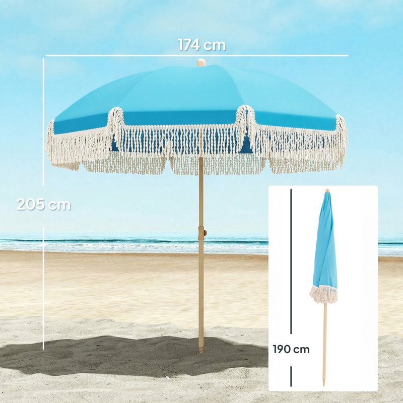 174cm Beach Parasol, Blue