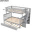 Lit superposé simple au-dessus d'un lit double avec lit gigogne et escalier gris - Conception fonctionnelle facile à assembler, attrait moderne-574743706
