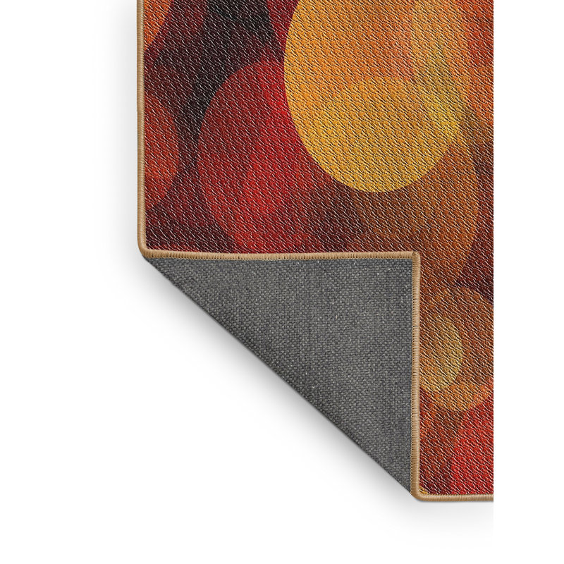 Tapis orange à motif géométrique, Rectangle 4 pi x 6 pi