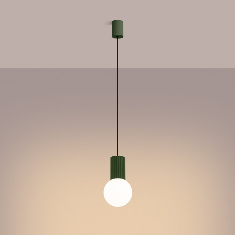 Bernis 1 - Light Brushed Nickel Pendant, Green
