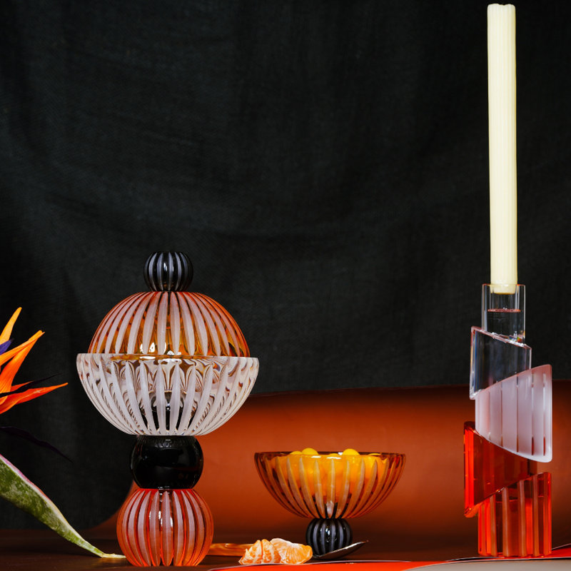 All' Eden Candlestick, Clear/Amber