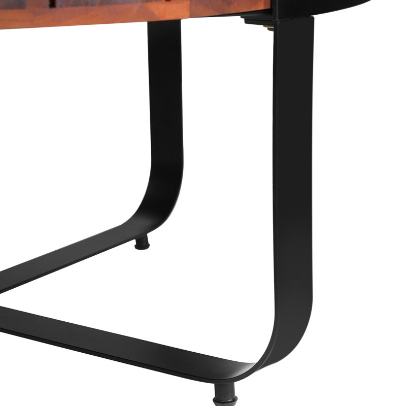Table basse d'extérieur avec cadre en bois et métal, abat-jour, l 31,55 po, hauteur 14,07, ajout élégant avec finition, 23,87 lb, profondeur, idéale pour