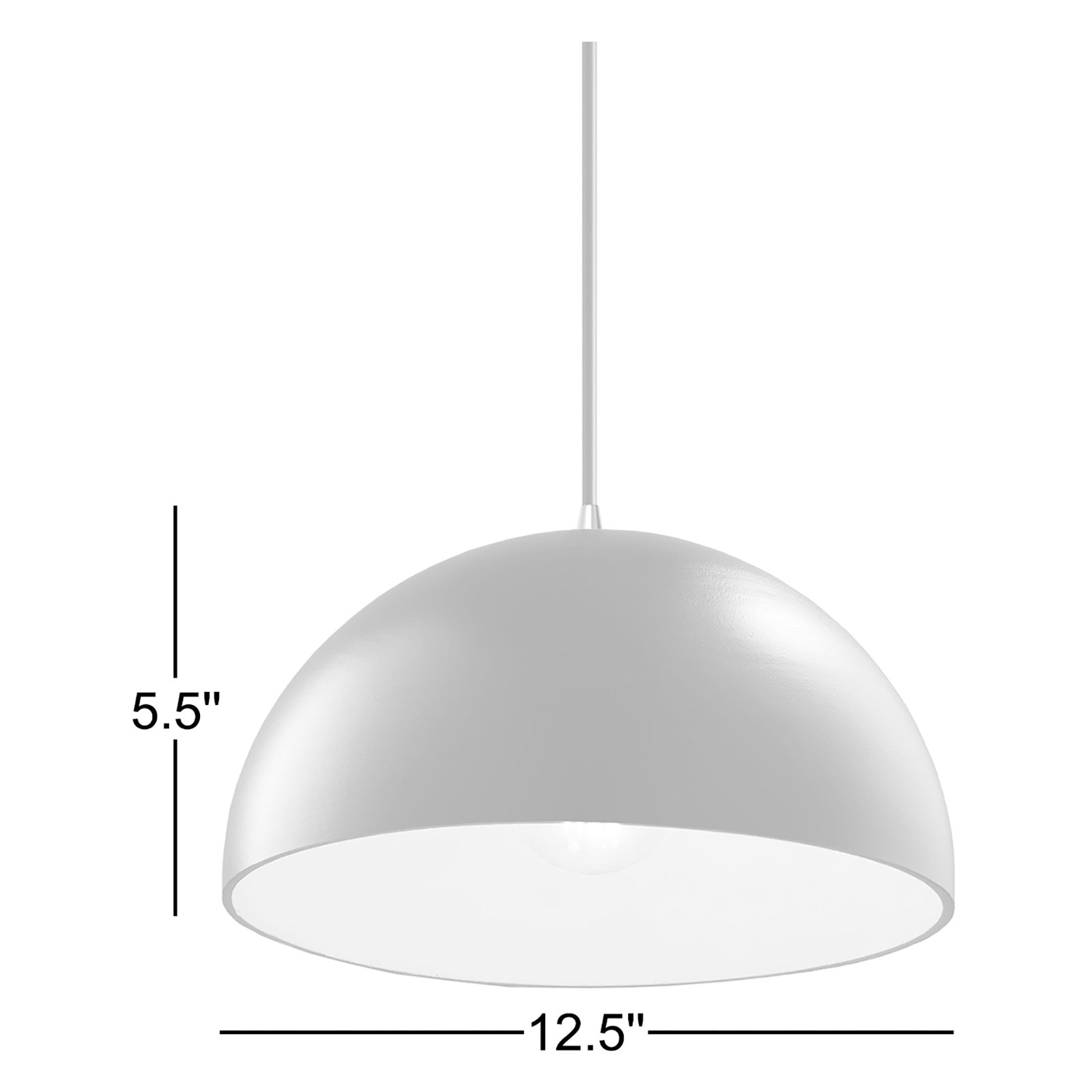 Leni Dimmable Dome Single Light Pendant, Polished Chrome, Carbon Matte Black