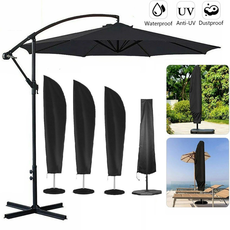 Waterproof Parasol Cover With Zipper Outdoor Garden Patio Black Umbrella Cover,cover Garden Protective Waterproof Canopy