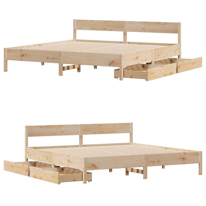 Solid Wood Bed, White, Super King (6')