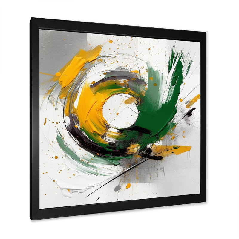 «Yellow and Green Abstracted Perspectives III», reproduction sur toile, H 30 po x l 30 po x P 1 po, Cadre simple noir